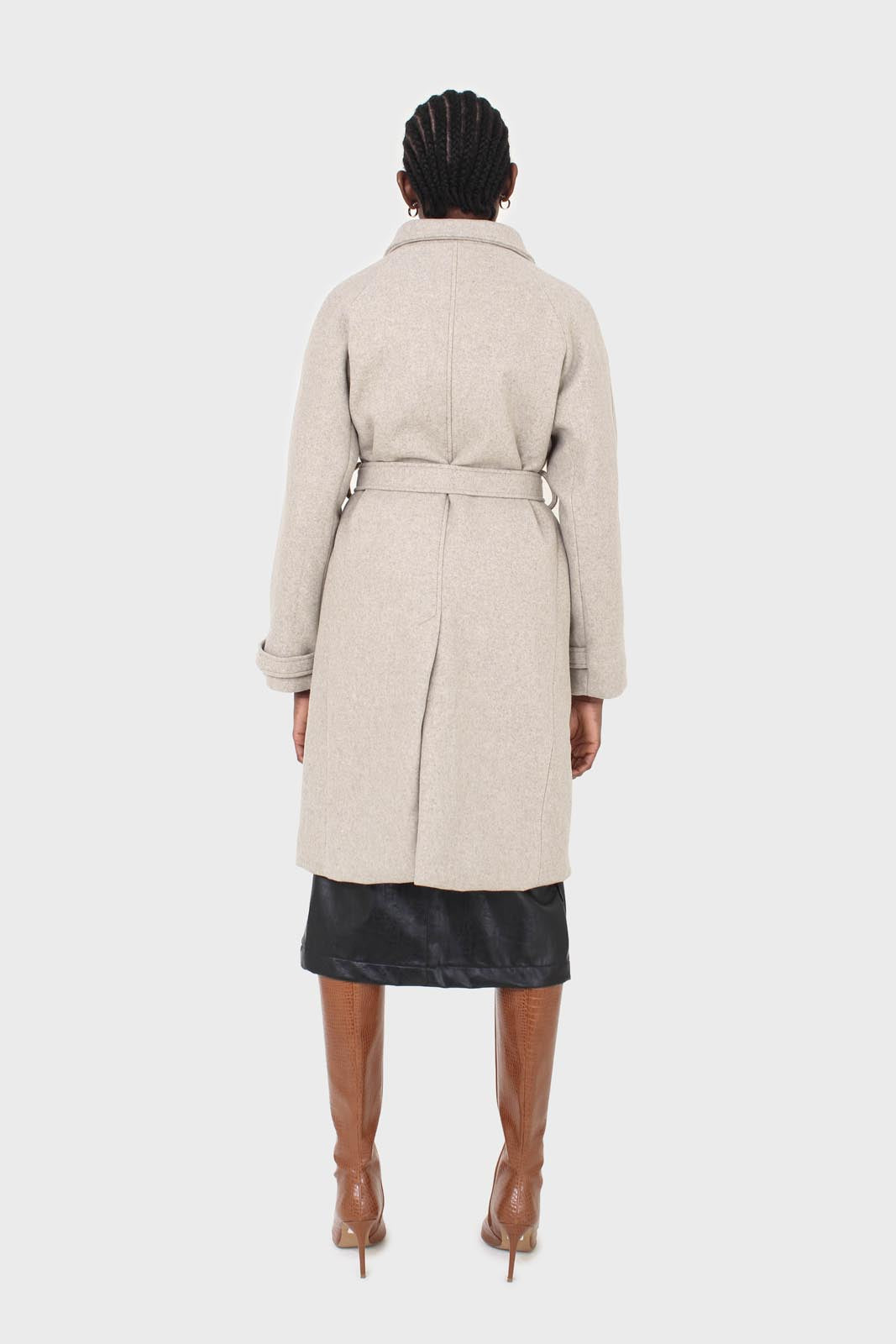 Oatmeal double breasted long coat