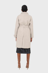 Oatmeal double breasted long coat