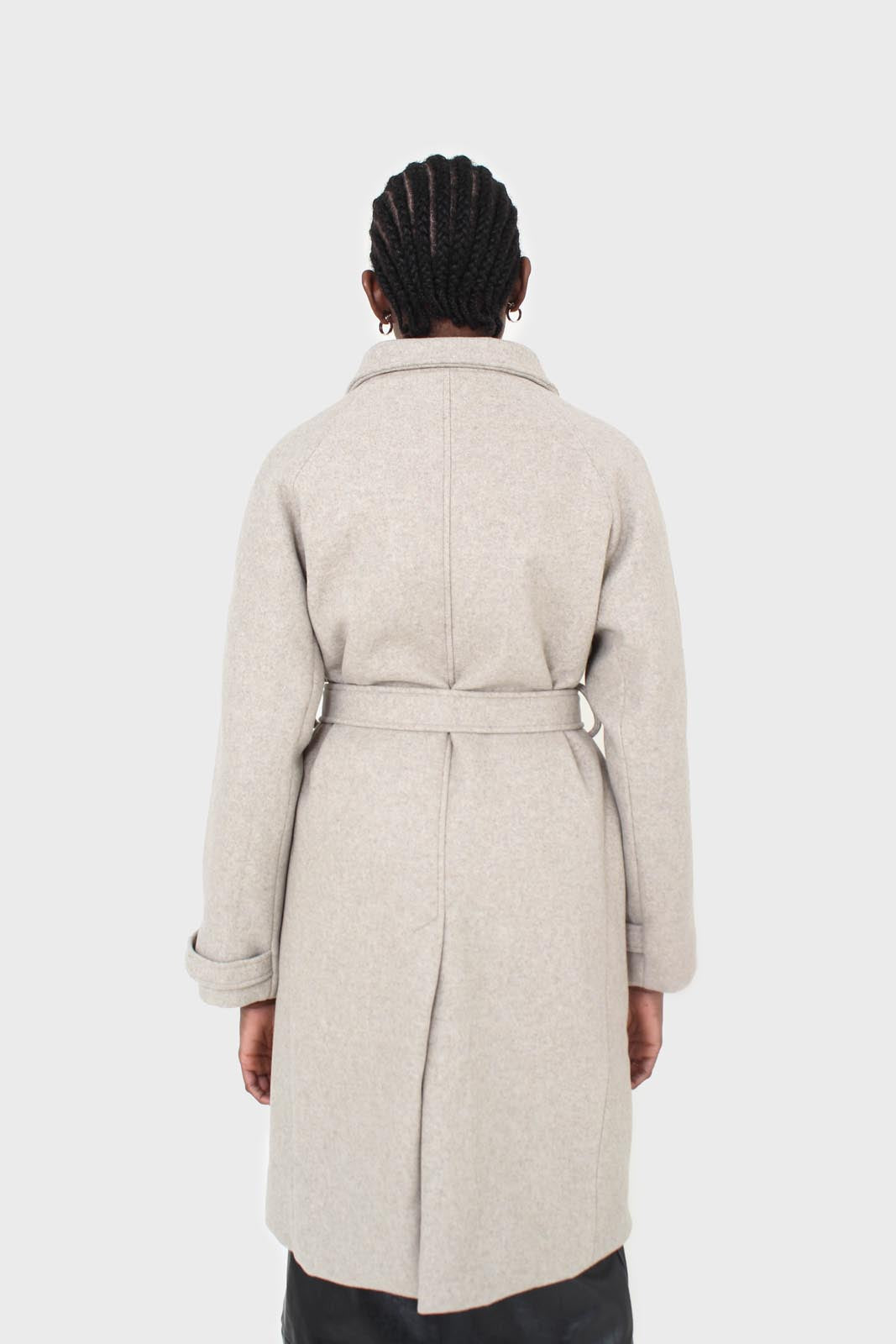 Oatmeal double breasted long coat