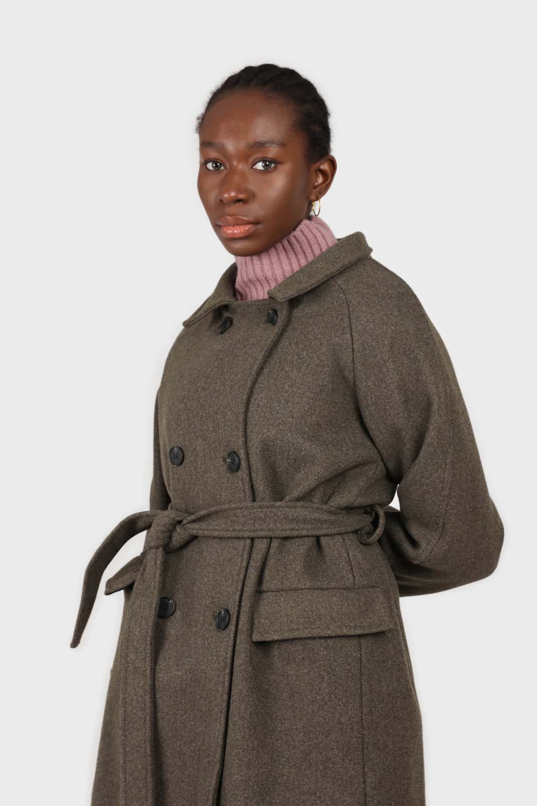 Charcoal double breasted long coat
