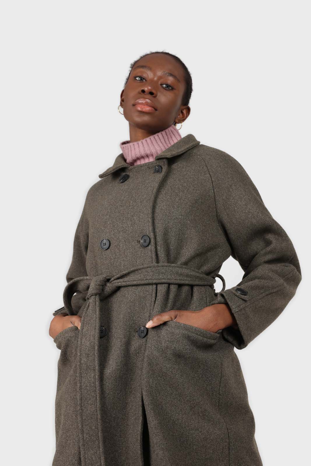 Charcoal double breasted long coat