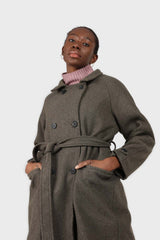 Charcoal double breasted long coat
