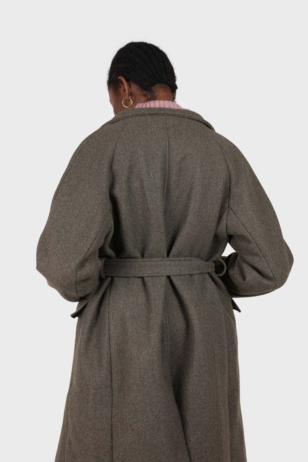 Charcoal double breasted long coat