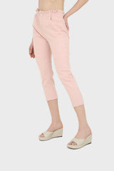 Pink twill ruched waist dart knee jeans - 306