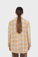 Orange and yellow checked oversized blazer