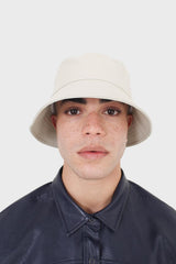 Ivory vegan leather bucket oversized bucket hat