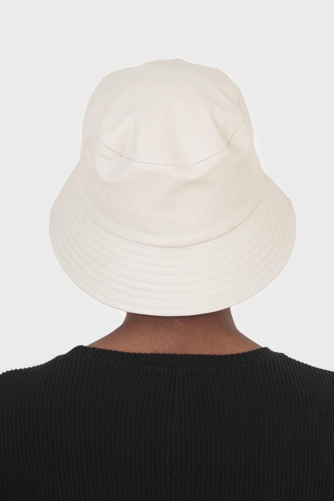 Ivory vegan leather bucket oversized bucket hat