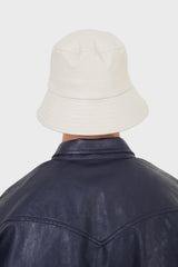 Ivory vegan leather bucket oversized bucket hat