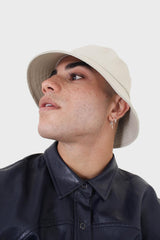 Ivory vegan leather bucket oversized bucket hat