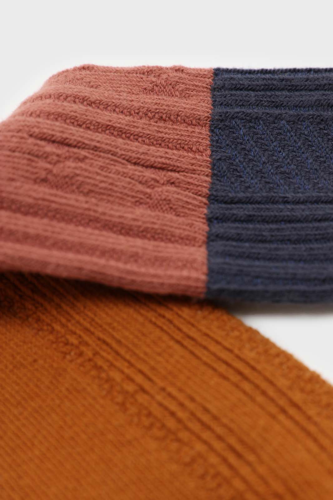 Orange pink and blue triple colorblock socks