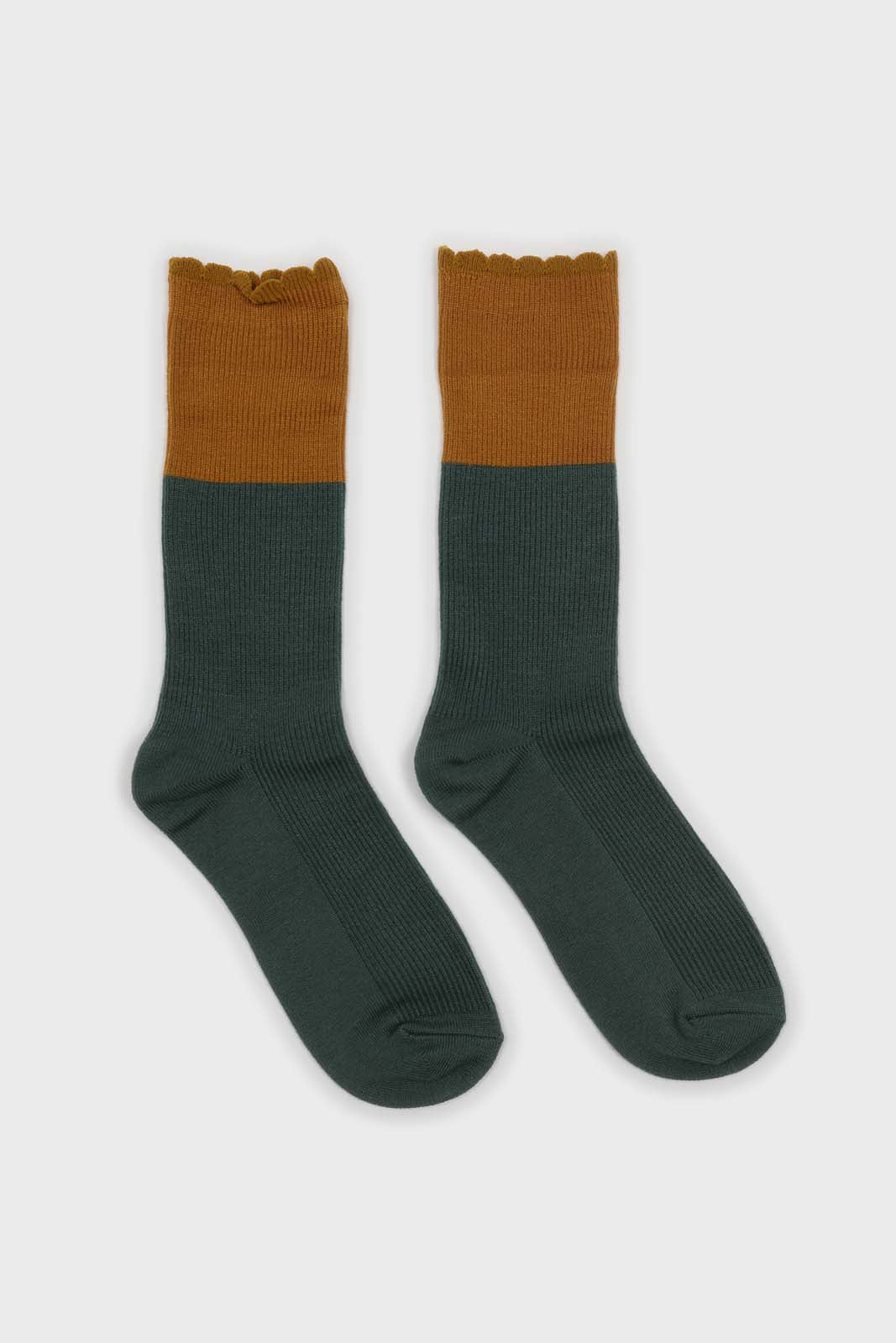Teal and mustard colorblock long socks