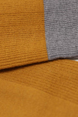 Mustard and grey colorblock long socks
