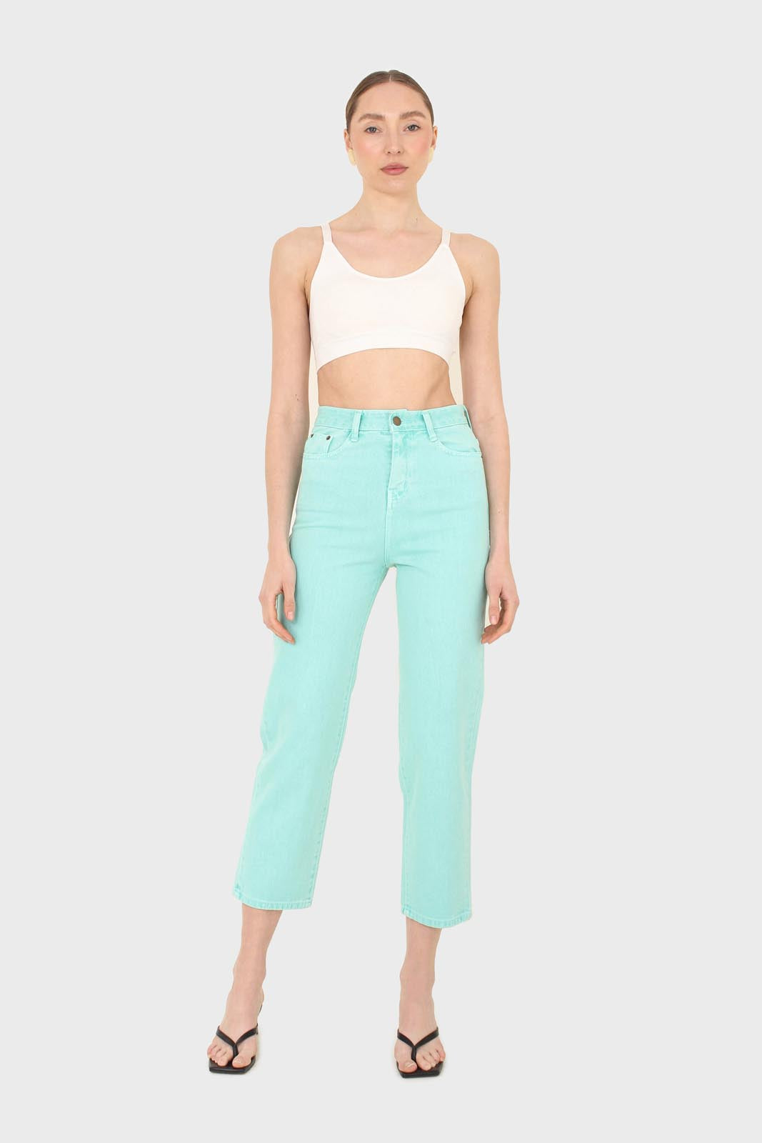 Washed mint mom jeans - 209