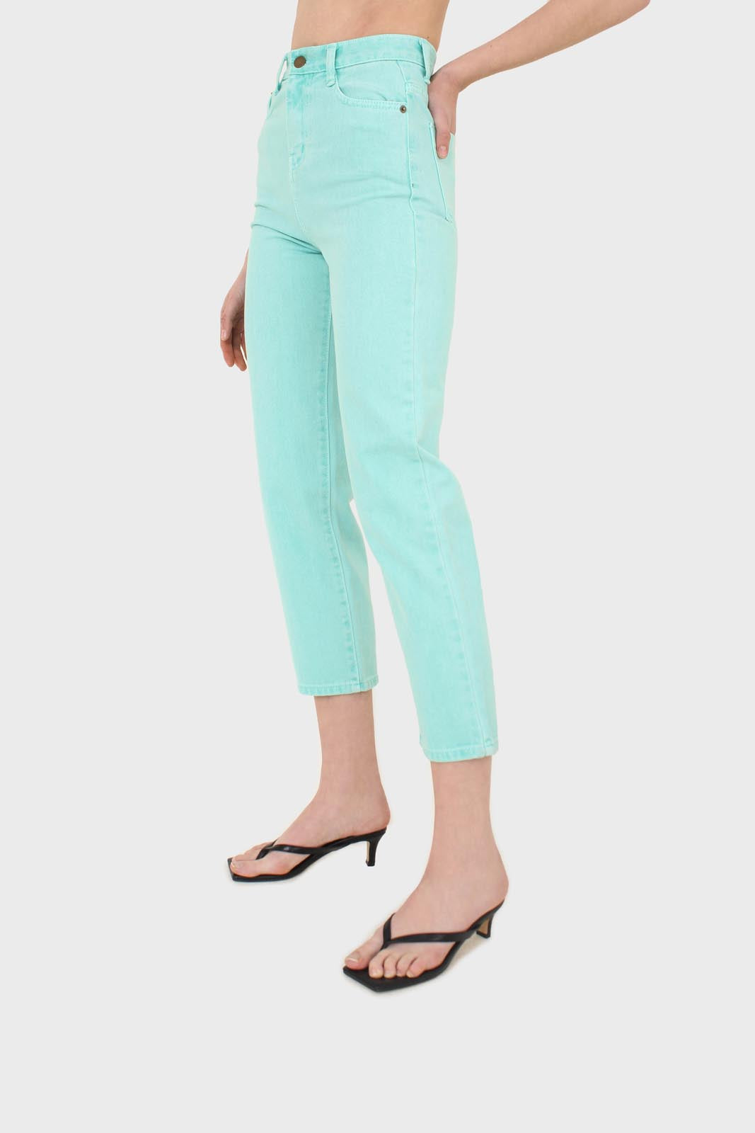 Washed mint mom jeans - 209