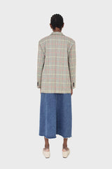 Pale yellow and red green oversized checked blazer
