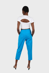 White peek back short sleeve tee
