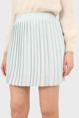 Mint green pleated silky mini skirt