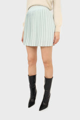 Mint green pleated silky mini skirt