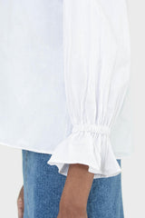 White cotton frill long sleeved top