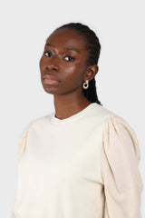 Cream balloon sleeve crop sweatshirt
