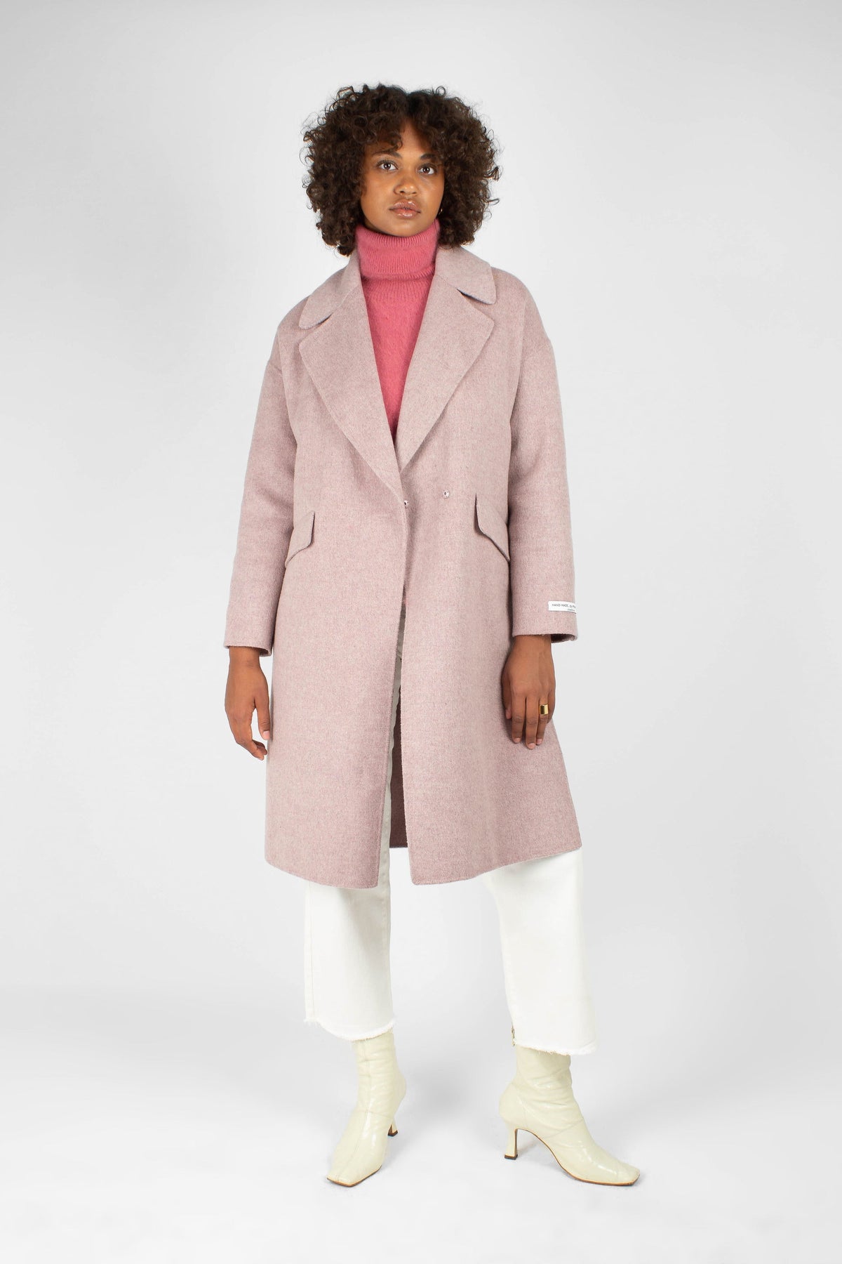 Lilac single breasted oversized wool coat