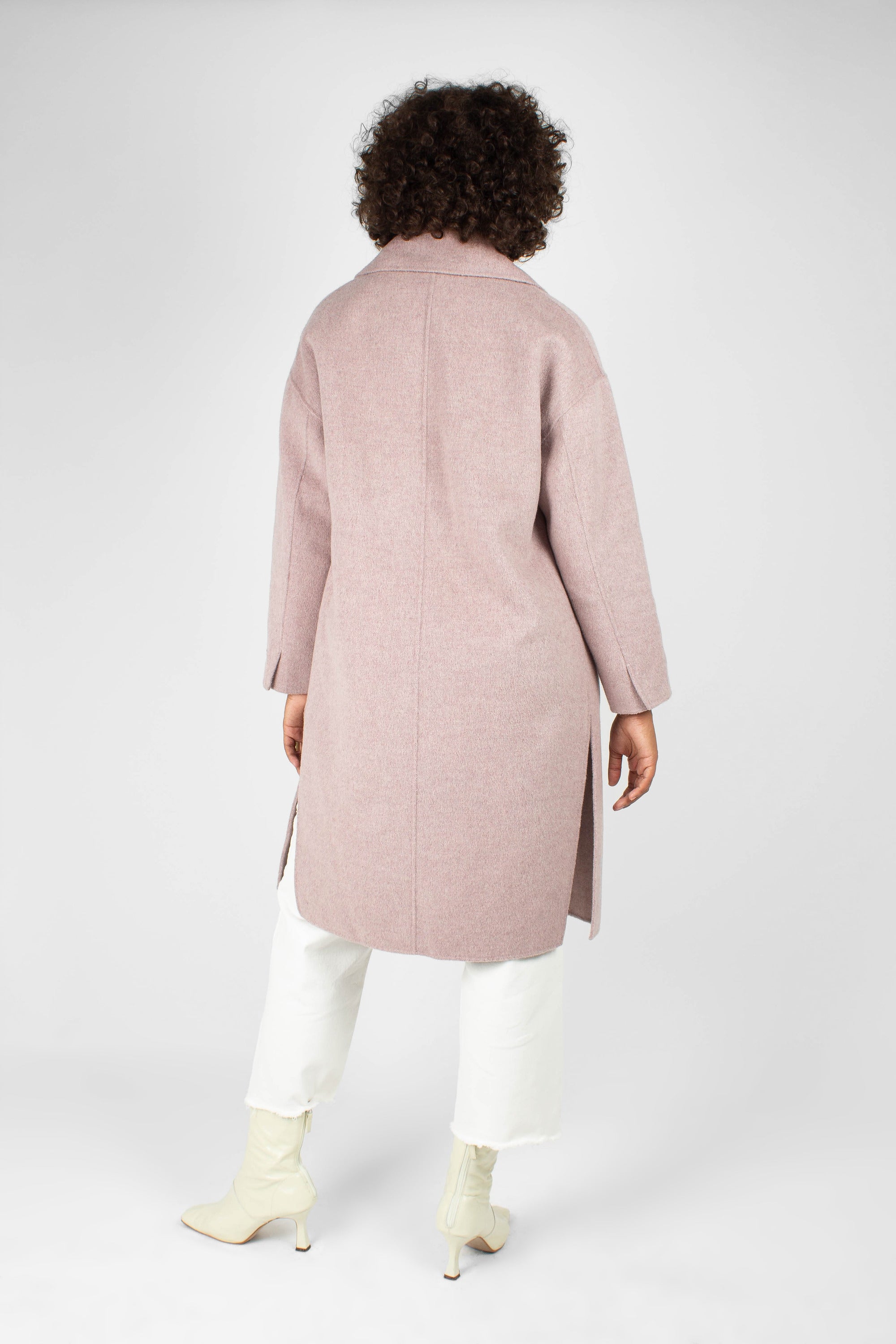 Lilac single breasted oversized wool coat