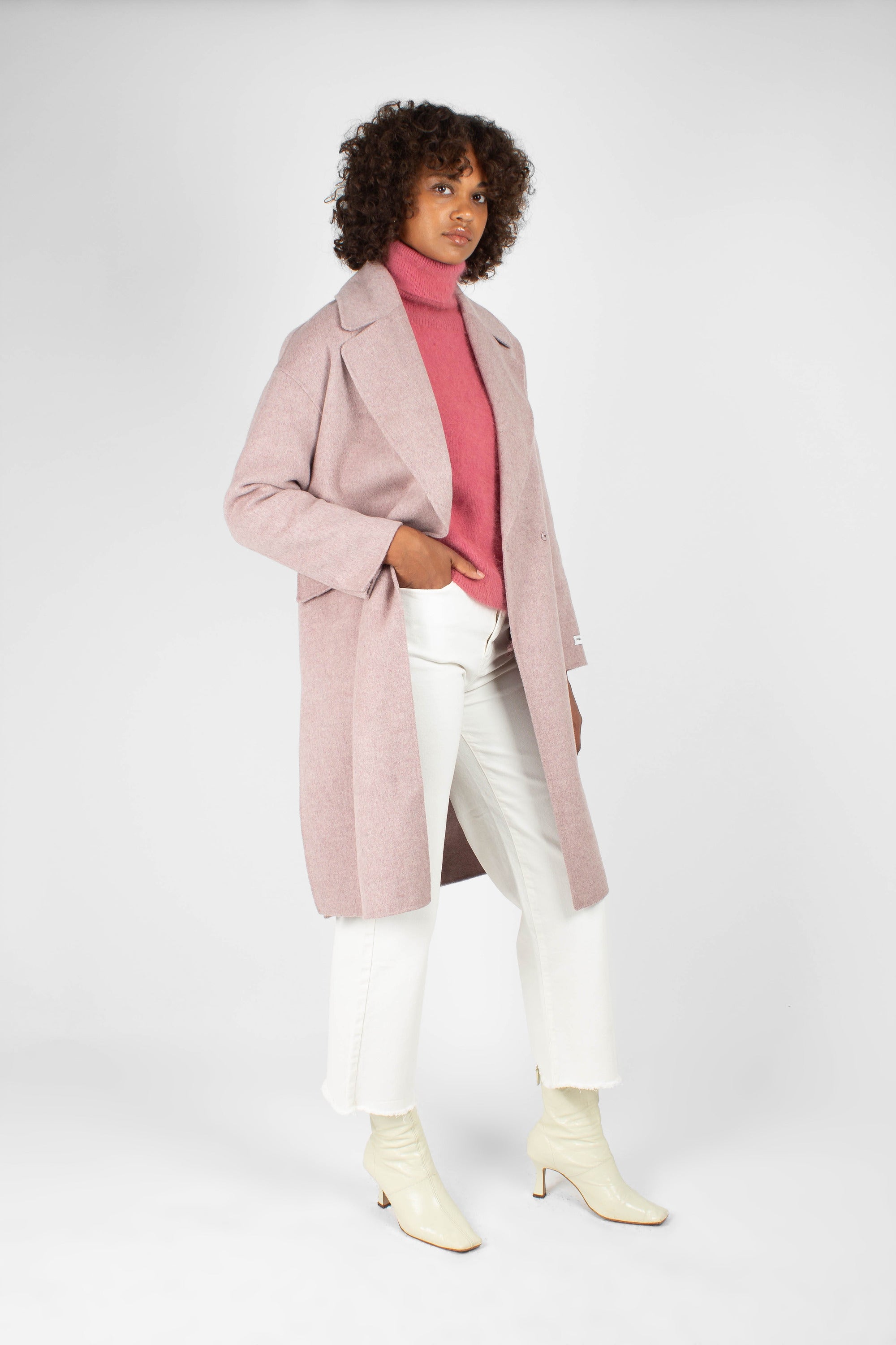 Lilac single breasted oversized wool coat