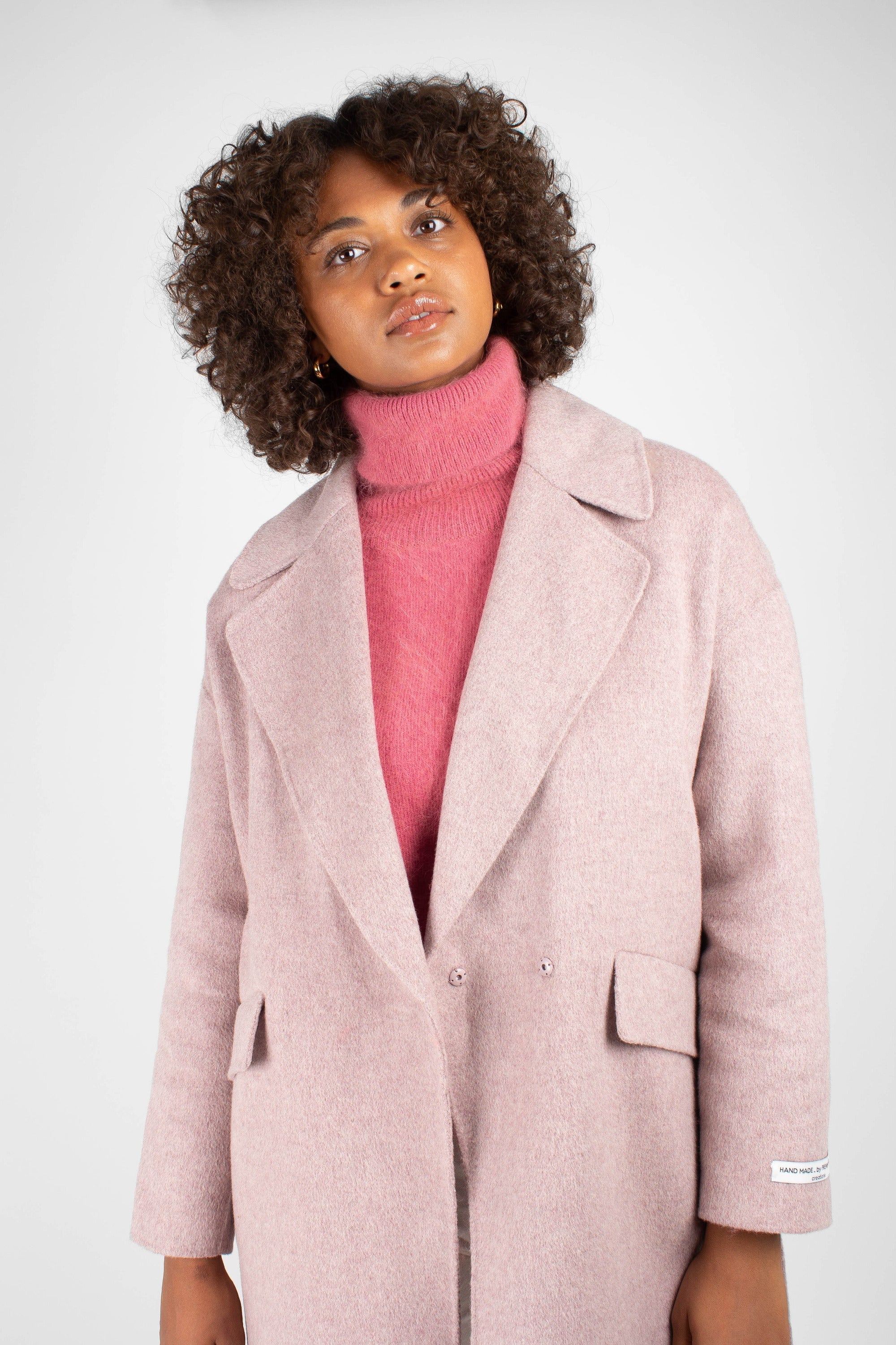 Lilac single breasted oversized wool coat