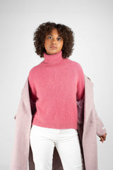 Lilac single breasted oversized wool coat
