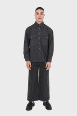 Black wide leg panel front pocket jeans