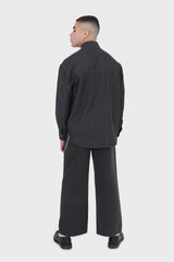 Black wide leg panel front pocket jeans