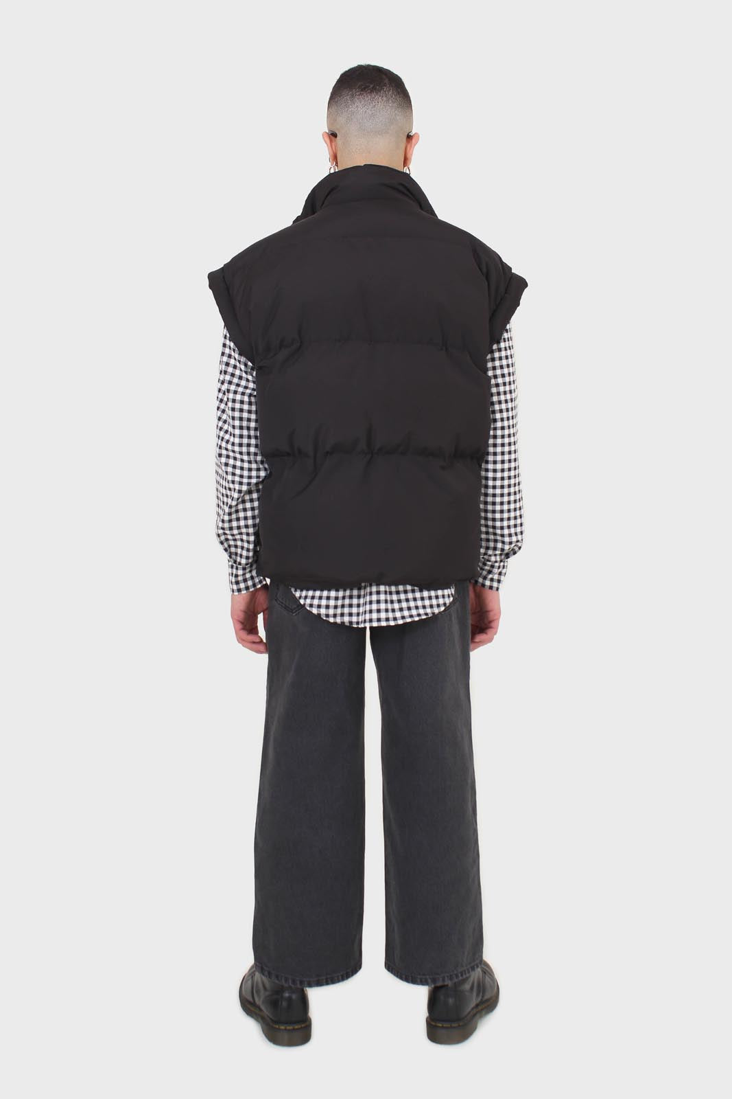 Black wide leg panel front pocket jeans