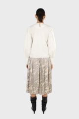 Ivory ruched chest panel long sleeved blouse