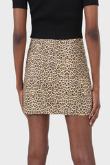 Beige leopard print mini skirt