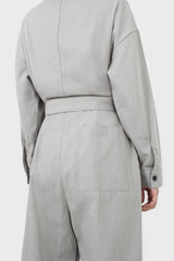 Grey patch pocket belted boilersuit