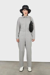 Grey patch pocket belted boilersuit