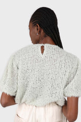 Mint green fuzzy short sleeved jumper