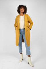 Mustard single breasted long coat