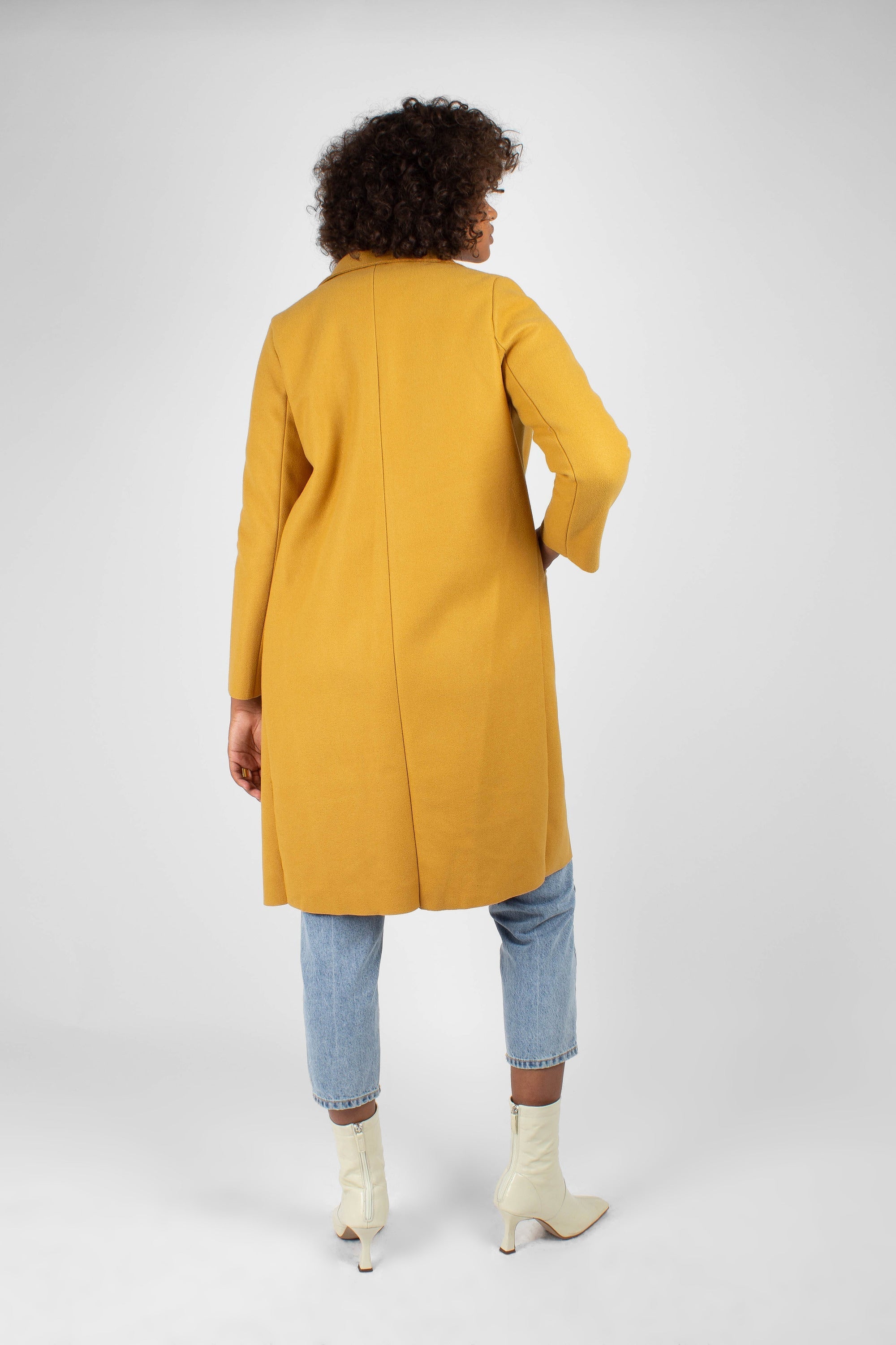 Mustard single breasted long coat
