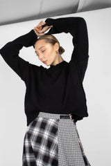 Black V-neck loose fit angora jumper