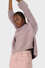 Lilac mock neck open back angora jumper