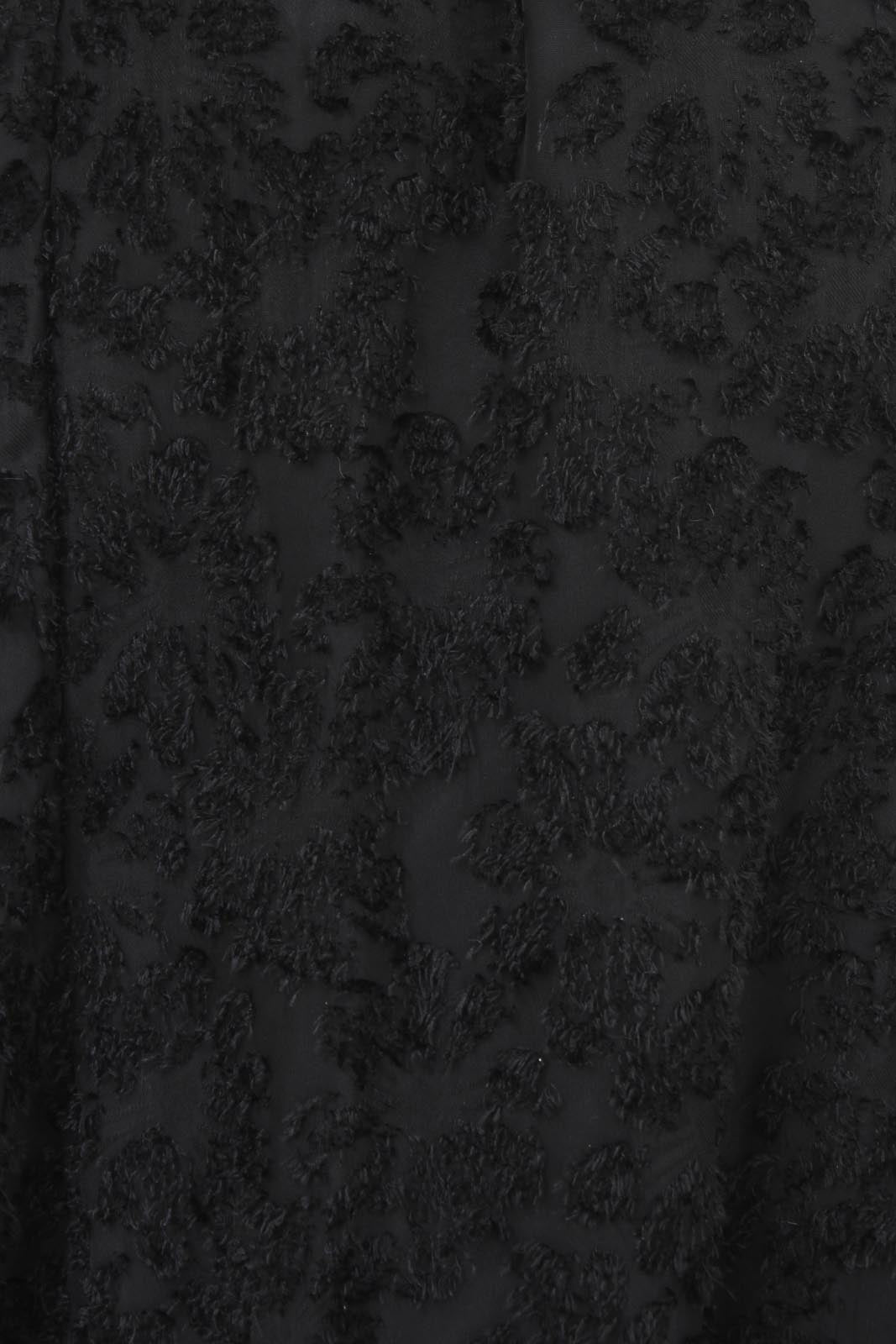 Black textured floral sheer midi skirt