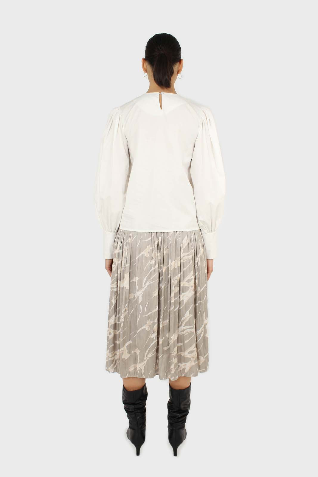 Grey marble print maxi skirt