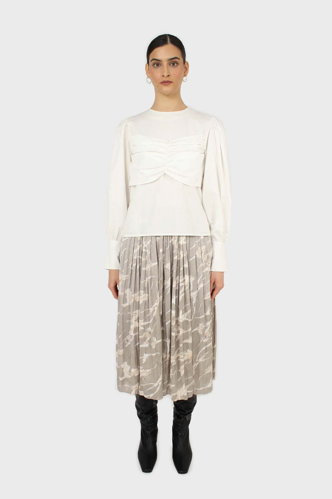 Grey marble print maxi skirt