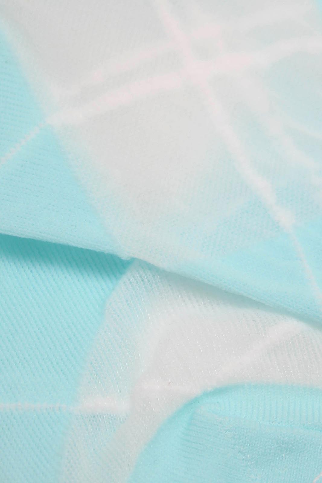 Turquoise and white argyle cotton socks