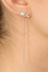 Silver moon and star stud earrings