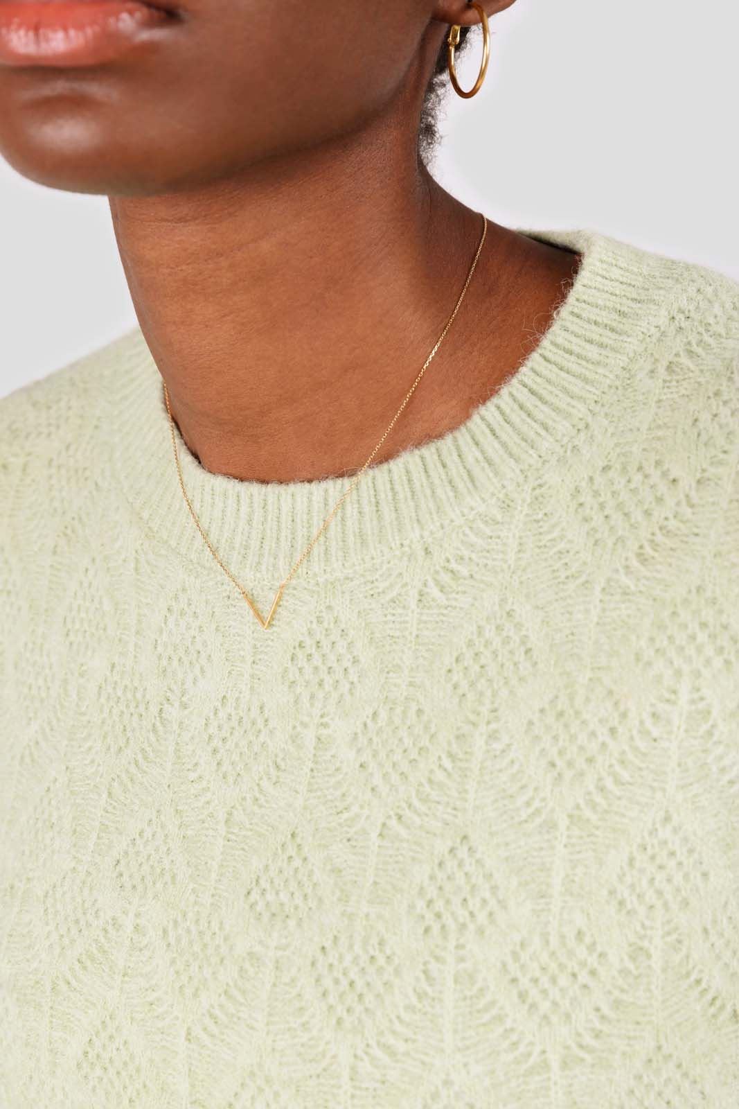 Mint green patterned brush crew neck jumper