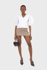 Purple and yellow checked mini skirt