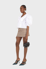 Purple and yellow checked mini skirt