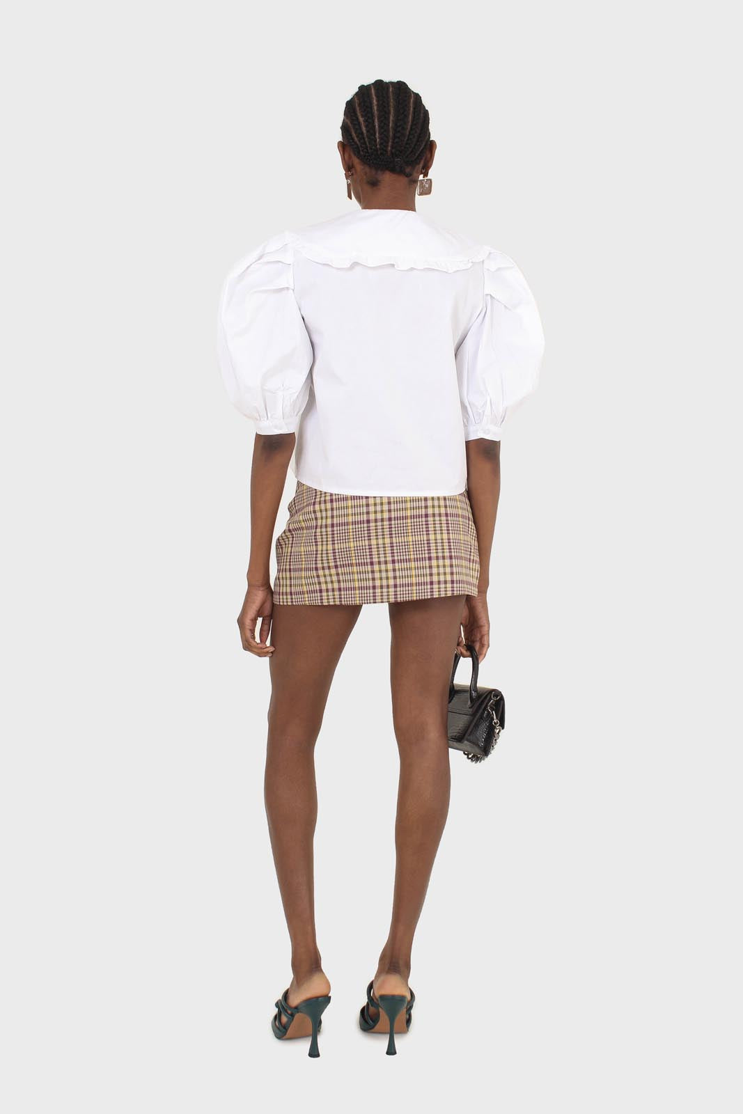 Purple and yellow checked mini skirt